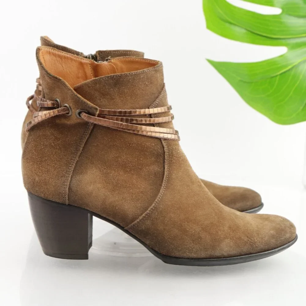Sundance Womens Liliana Boots Size 38 7 Brown‎ Suede Block Heel Booties France